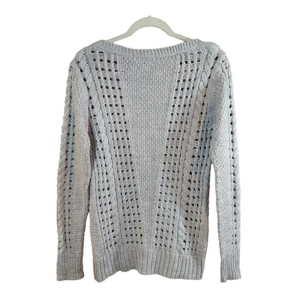 Stradivarius Scoop Neck Longline Cableknit Sweater in Gray Neutral Women's M - Picture 3 of 5